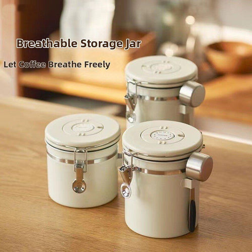 Nami Premium 304 Stainless Steel Coffee Canister with One-Way Degassing Valve | Airtight Storage Jar for Coffee Beans, Tea, Nuts & Dry Goods( (1.5L / 1.8L))