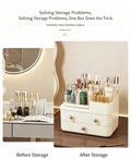 Premium Dustproof Desktop Makeup Organizer with Large Capacity & Jewelry Drawers