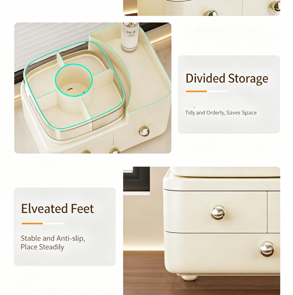 Premium Dustproof Desktop Makeup Organizer with Large Capacity & Jewelry Drawers
