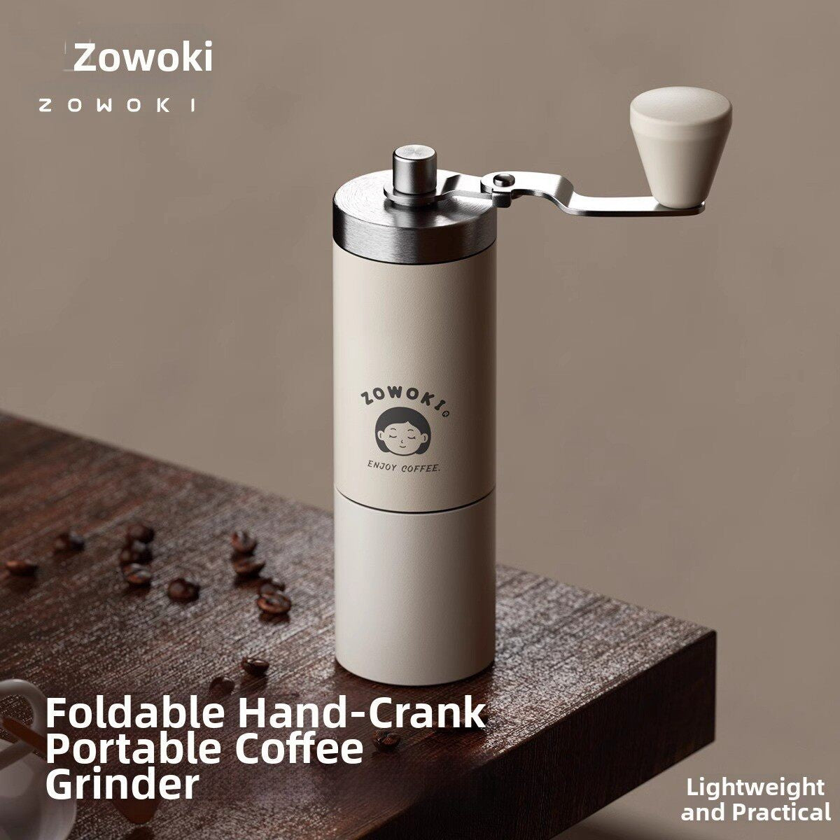 zowoki Portable Manual Coffee Grinder, Handheld Bean Mill & Pour-Over Kit for Home Brewing, Minimalist Coffee Gear