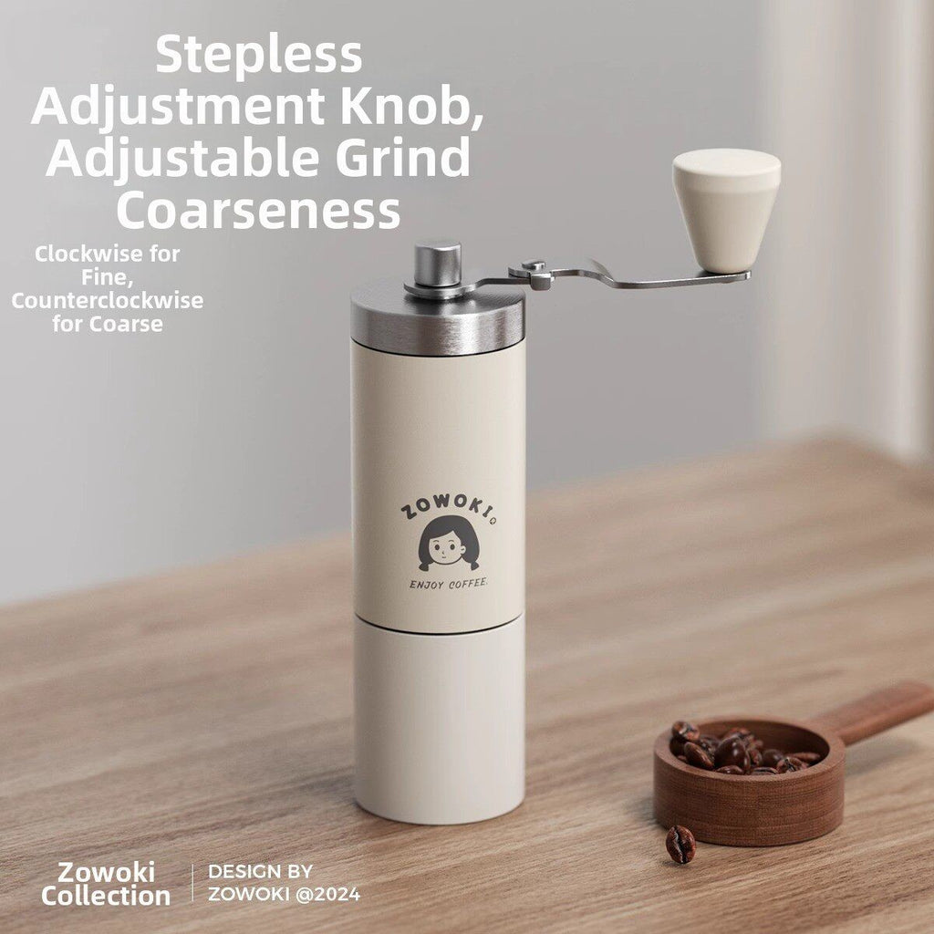 zowoki Portable Manual Coffee Grinder, Handheld Bean Mill & Pour-Over Kit for Home Brewing, Minimalist Coffee Gear