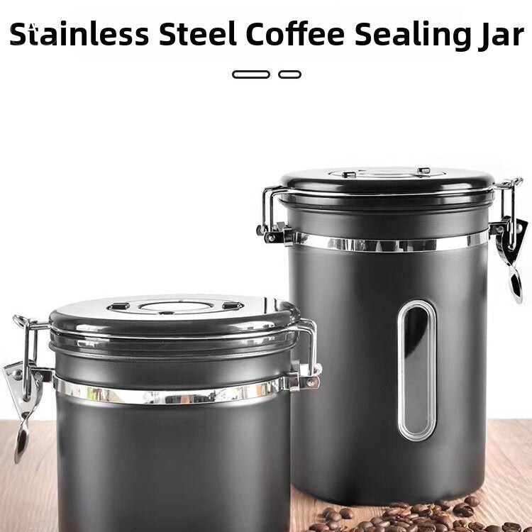 Nami Premium 304 Stainless Steel Coffee Canister with One-Way Degassing Valve | Airtight Storage Jar for Coffee Beans, Tea, Nuts & Dry Goods( (1.5L / 1.8L))