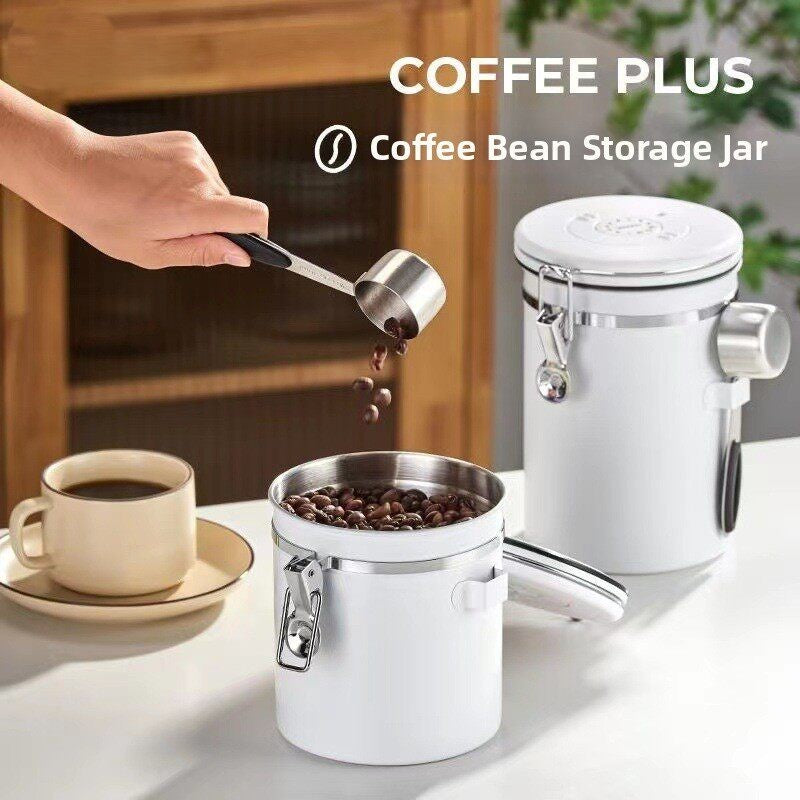 Nami Premium 304 Stainless Steel Coffee Canister with One-Way Degassing Valve | Airtight Storage Jar for Coffee Beans, Tea, Nuts & Dry Goods( (1.5L / 1.8L))